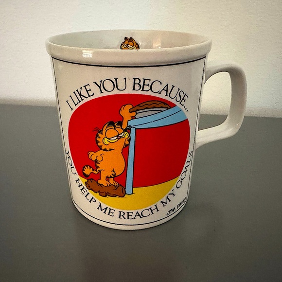 Vintage Garfield and Pooky Help Me Reach My Goals Coffee Mug 1978 - Picture 3 of 5